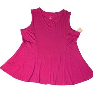 women 2x curve flattering pink criss cross